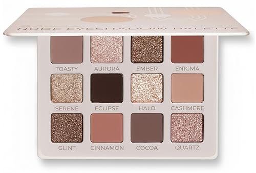 Lamora Nude Eyeshadow Palette - 12 Soft Pink Rose Shadows, Matte & Shimmer Finishes, Ultra-Blendable Everyday Neutrals, Long-Lasting Wear, Travel Makeup with Mirror Avelisse