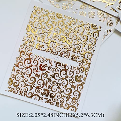 NAIL ANGEL 26 Sheets Gold Luxury Nail Art Adhesive Sticker Sheets - Water-Resistant Plastic Decals - görsel 12