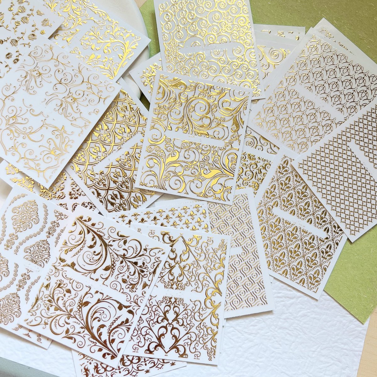NAIL ANGEL 26 Sheets Gold Luxury Nail Art Adhesive Sticker Sheets - Water-Resistant Plastic Decals - görsel 5