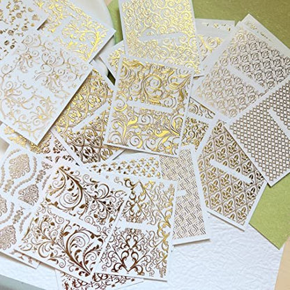NAIL ANGEL 26 Sheets Gold Luxury Nail Art Adhesive Sticker Sheets - Water-Resistant Plastic Decals