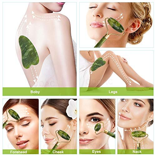 Fuvooi Jade Roller & Gua Sha Set 5 in 1 Facial Massager Tools for Face Sculpting & Skin Care - görsel 15