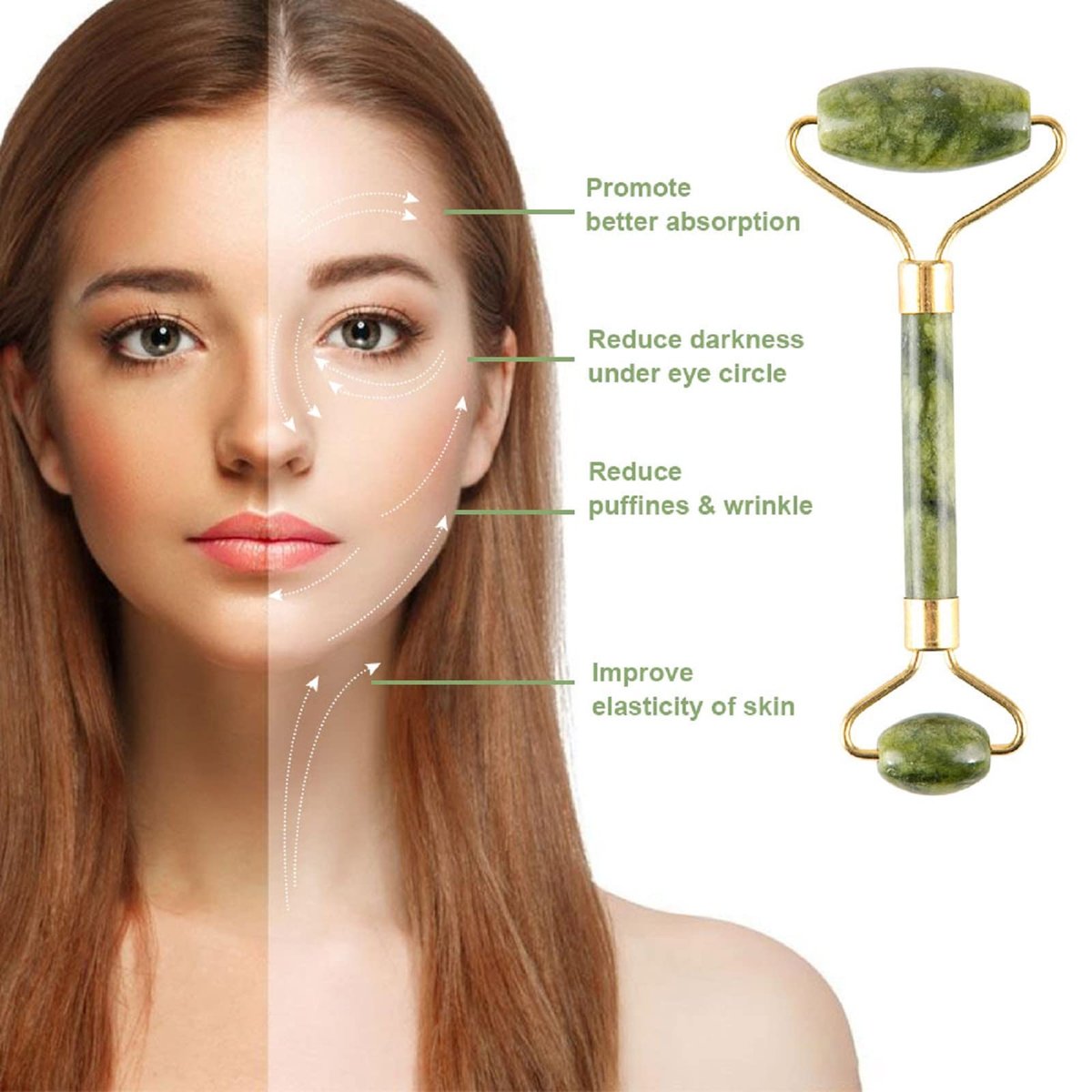 Fuvooi Jade Roller & Gua Sha Set 5 in 1 Facial Massager Tools for Face Sculpting & Skin Care - görsel 5
