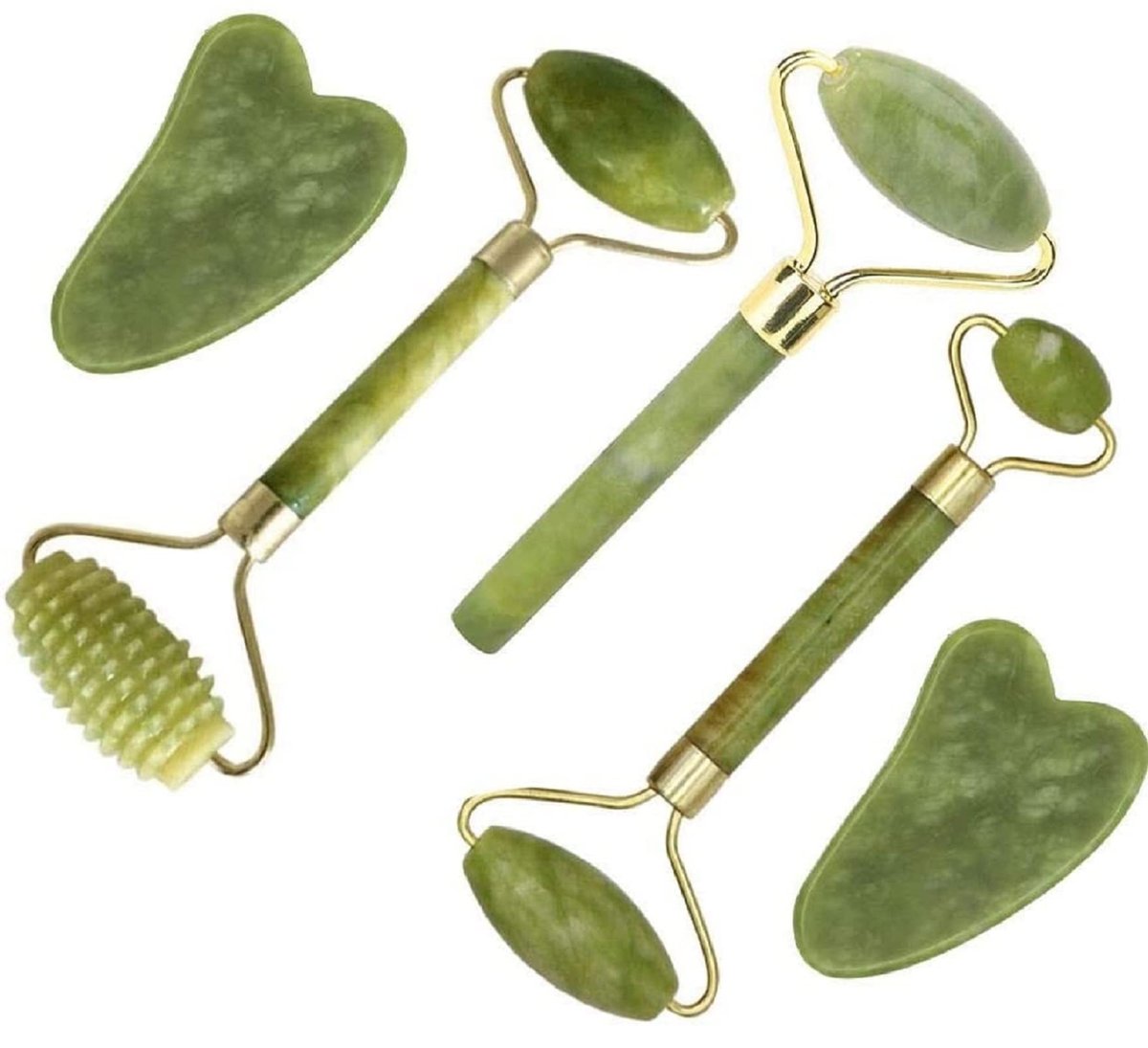 Fuvooi Jade Roller & Gua Sha Set 5 in 1 Facial Massager Tools for Face Sculpting & Skin Care - görsel 1