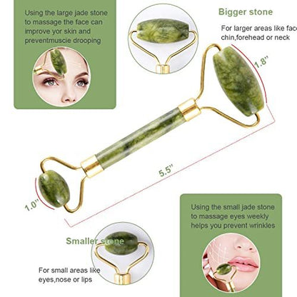 Fuvooi Jade Roller & Gua Sha Set 5 in 1 Facial Massager Tools for Face Sculpting & Skin Care