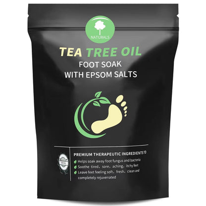 Tea Tree Oil Foot Soak with Epsom Salt – Pedicure Foot Spa for Toenail Fungus, Nail Discoloration, Foot Odor & Itchiness (16 oz)