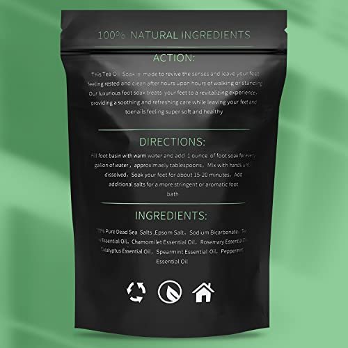 Tea Tree Oil Foot Soak with Epsom Salt – Pedicure Foot Spa for Toenail Fungus, Nail Discoloration, Foot Odor & Itchiness (16 oz) - görsel 12