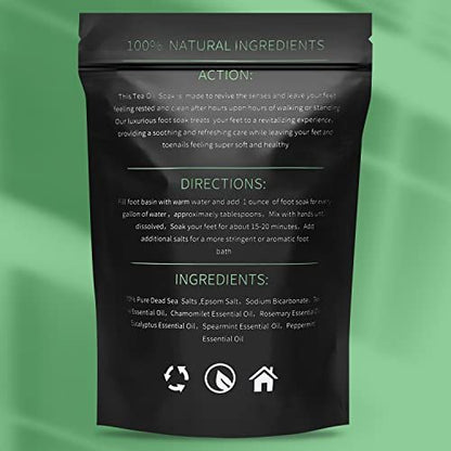 Tea Tree Oil Foot Soak with Epsom Salt – Pedicure Foot Spa for Toenail Fungus, Nail Discoloration, Foot Odor & Itchiness (16 oz)