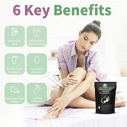 Tea Tree Oil Foot Soak with Epsom Salt – Pedicure Foot Spa for Toenail Fungus, Nail Discoloration, Foot Odor & Itchiness (16 oz)