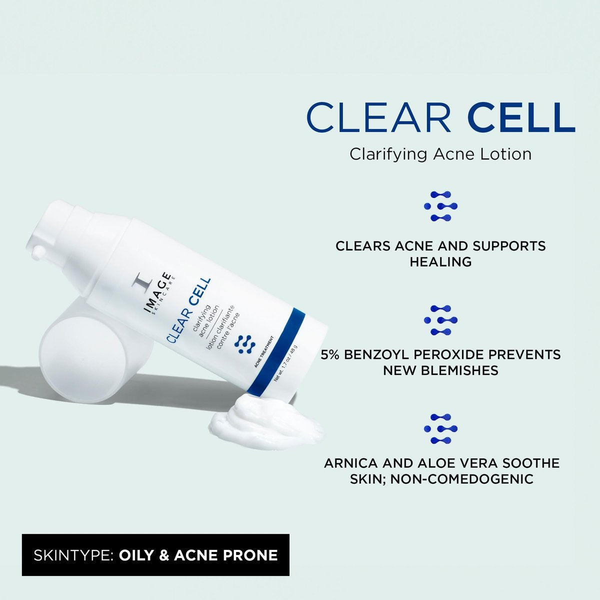 IMAGE Skincare CLEAR CELL Clarifying Acne Lotion Treatment with Benzoyl Peroxide - Treats and Prevents Acne Blemishes, 1.7 oz Avelisse