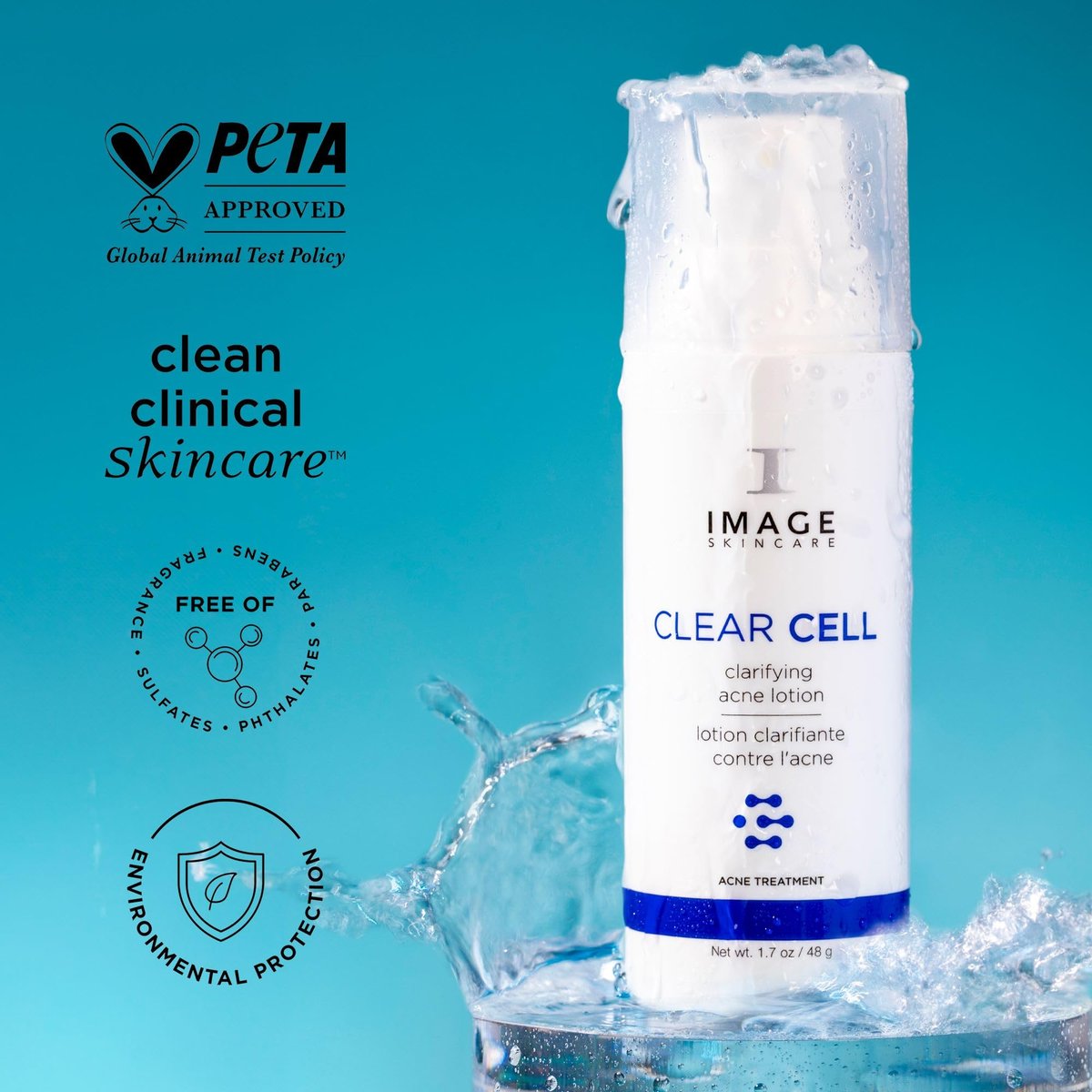 IMAGE Skincare CLEAR CELL Clarifying Acne Lotion Treatment with Benzoyl Peroxide - Treats and Prevents Acne Blemishes, 1.7 oz Avelisse