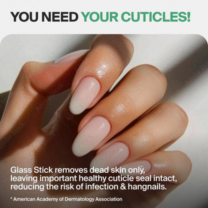 GERMANIKURE Clear Glass Cuticle Stick - No Sleeve - Ethically Made in Czech Republic - Cuticle Pusher & Remover, Callous & Dry Skin Fingertip File, Nail Shaper