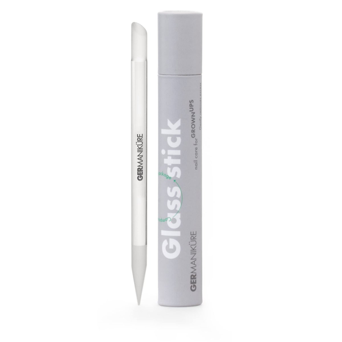 GERMANIKURE Clear Glass Cuticle Stick - No Sleeve - Ethically Made in Czech Republic - Cuticle Pusher & Remover, Callous & Dry Skin Fingertip File, Nail Shaper - görsel 1