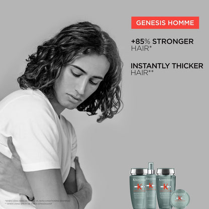 Kerastase Genesis Homme Bain De Masse Shampoo For Men - Thickening & Strengthening Shampoo, Cleanses Weakened Hair & Scalp, 8.5 Fl Oz Avelisse