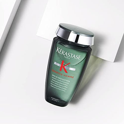 Kerastase Genesis Homme Bain De Force Shampoo For Men - Deep Cleansing & Hydrating, For Weakened Hair & Beard, 8.5 Fl Oz Avelisse