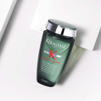 Kerastase Genesis Homme Bain De Force Shampoo For Men - Deep Cleansing & Hydrating, For Weakened Hair & Beard, 8.5 Fl Oz Avelisse