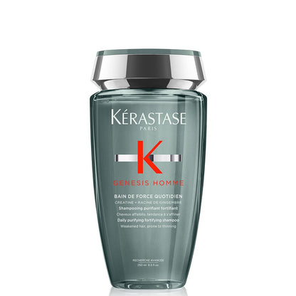 Kerastase Genesis Homme Bain De Force Shampoo For Men - Deep Cleansing & Hydrating, For Weakened Hair & Beard, 8.5 Fl Oz Avelisse