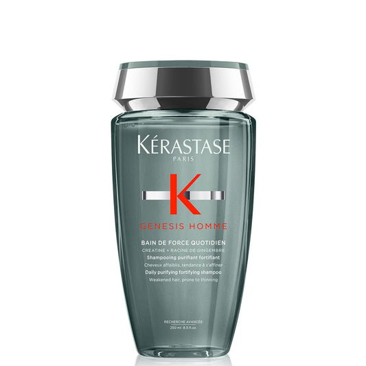 Kerastase Genesis Homme Bain De Force Shampoo For Men - Deep Cleansing & Hydrating, For Weakened Hair & Beard, 8.5 Fl Oz Avelisse