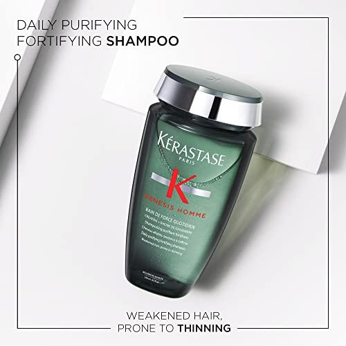 Kerastase Genesis Homme Bain De Force Shampoo For Men - Deep Cleansing & Hydrating, For Weakened Hair & Beard, 8.5 Fl Oz Avelisse