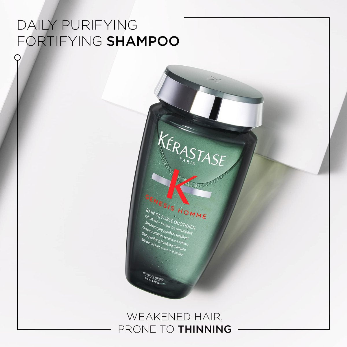 Kerastase Genesis Homme Bain De Force Shampoo For Men - Deep Cleansing & Hydrating, For Weakened Hair & Beard, 8.5 Fl Oz Avelisse