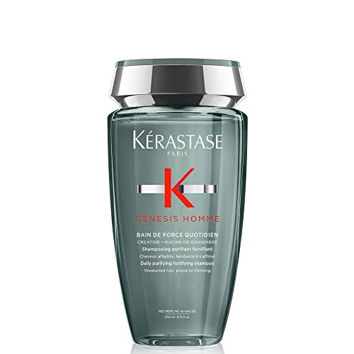Kerastase Genesis Homme Bain De Force Shampoo For Men - Deep Cleansing & Hydrating, For Weakened Hair & Beard, 8.5 Fl Oz Avelisse
