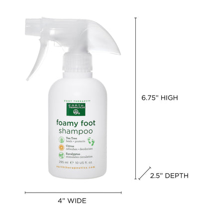 Earth Therapeutics Foamy Foot Shampoo – Gentle Cleansing Foam for Dry, Cracked Feet (10 fl oz)