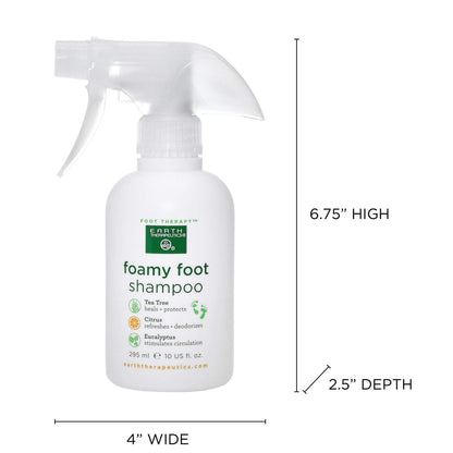 Earth Therapeutics Foamy Foot Shampoo – Gentle Cleansing Foam for Dry, Cracked Feet (10 fl oz)
