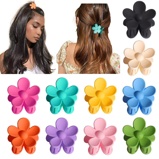 Palksky Small Flower Hair Claw Clips - 10 Pack Mini Jaw Clips for Thin/Medium Thick Hair, 1.35 Inch Acrylic Nonslip Hair Clamps for Women Girls Kids