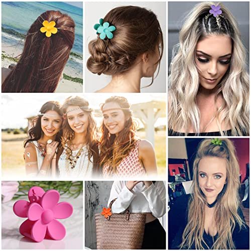 Palksky Small Flower Hair Claw Clips - 10 Pack Mini Jaw Clips for Thin/Medium Thick Hair, 1.35 Inch Acrylic Nonslip Hair Clamps for Women Girls Kids - görsel 10