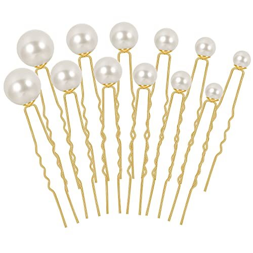 BESARME 36 Pcs Pearl Hair Pins Set - Gold Metal Wedding Hair Accessories with Rhinestones for Brides, Bridesmaids, and Women Avelisse