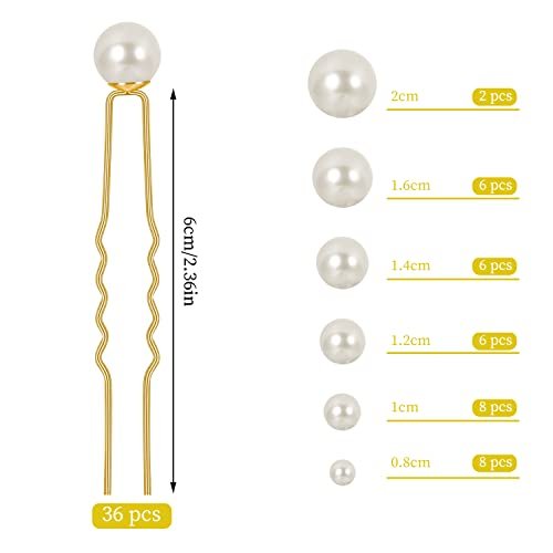 BESARME 36 Pcs Pearl Hair Pins Set - Gold Metal Wedding Hair Accessories with Rhinestones for Brides, Bridesmaids, and Women Avelisse