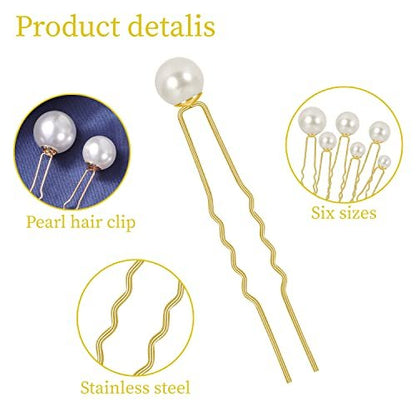 BESARME 36 Pcs Pearl Hair Pins Set - Gold Metal Wedding Hair Accessories with Rhinestones for Brides, Bridesmaids, and Women Avelisse