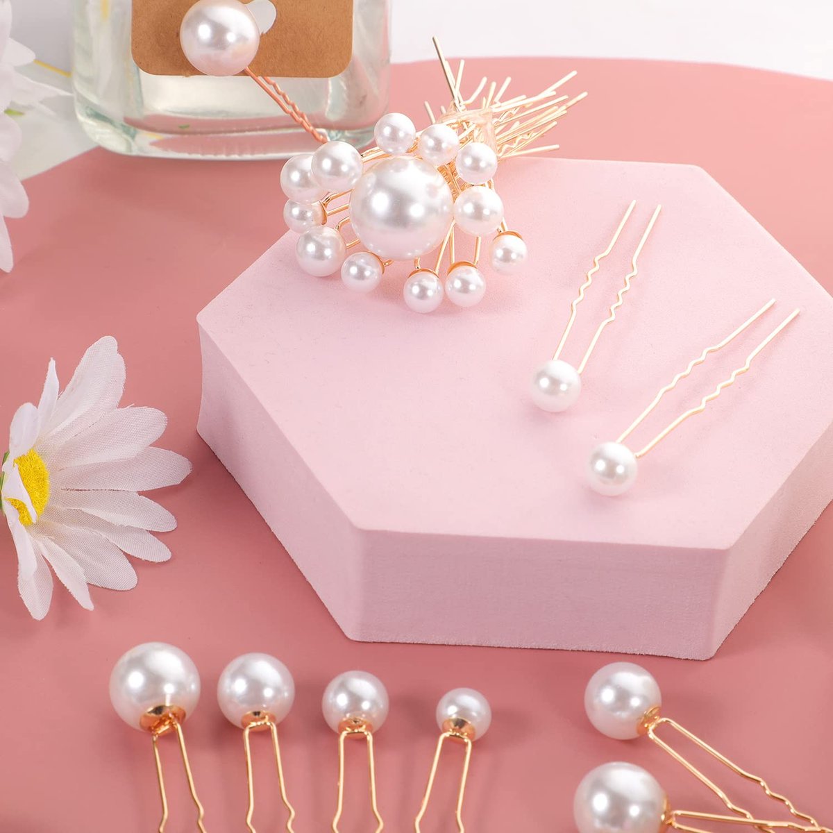 BESARME 36 Pcs Pearl Hair Pins Set - Gold Metal Wedding Hair Accessories with Rhinestones for Brides, Bridesmaids, and Women Avelisse