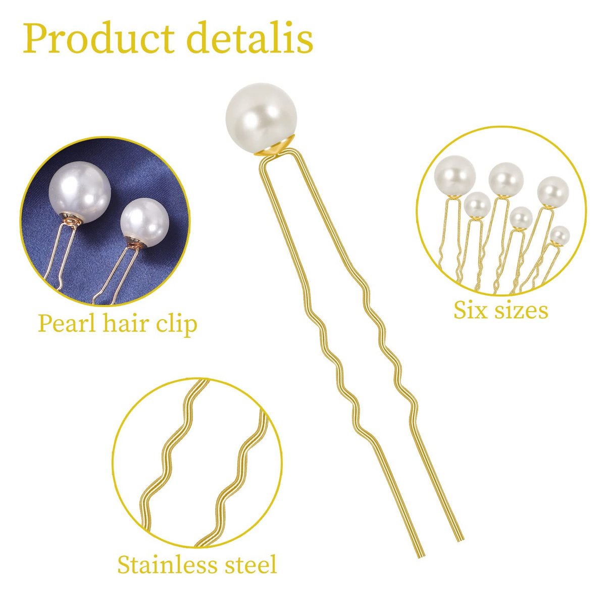 BESARME 36 Pcs Pearl Hair Pins Set - Gold Metal Wedding Hair Accessories with Rhinestones for Brides, Bridesmaids, and Women Avelisse