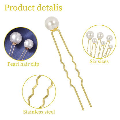 BESARME 36 Pcs Pearl Hair Pins Set - Gold Metal Wedding Hair Accessories with Rhinestones for Brides, Bridesmaids, and Women Avelisse