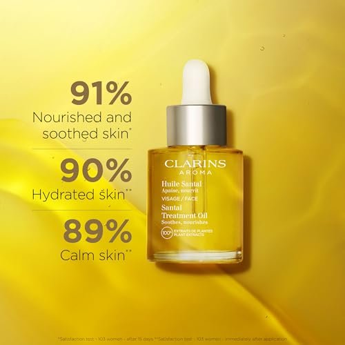 Clarins Santal Face Oil Treatment – Hydrates, Smoothes, and Comforts Dry Skin | Minimizes Fine Lines | 100% Natural Plant Extracts Avelisse