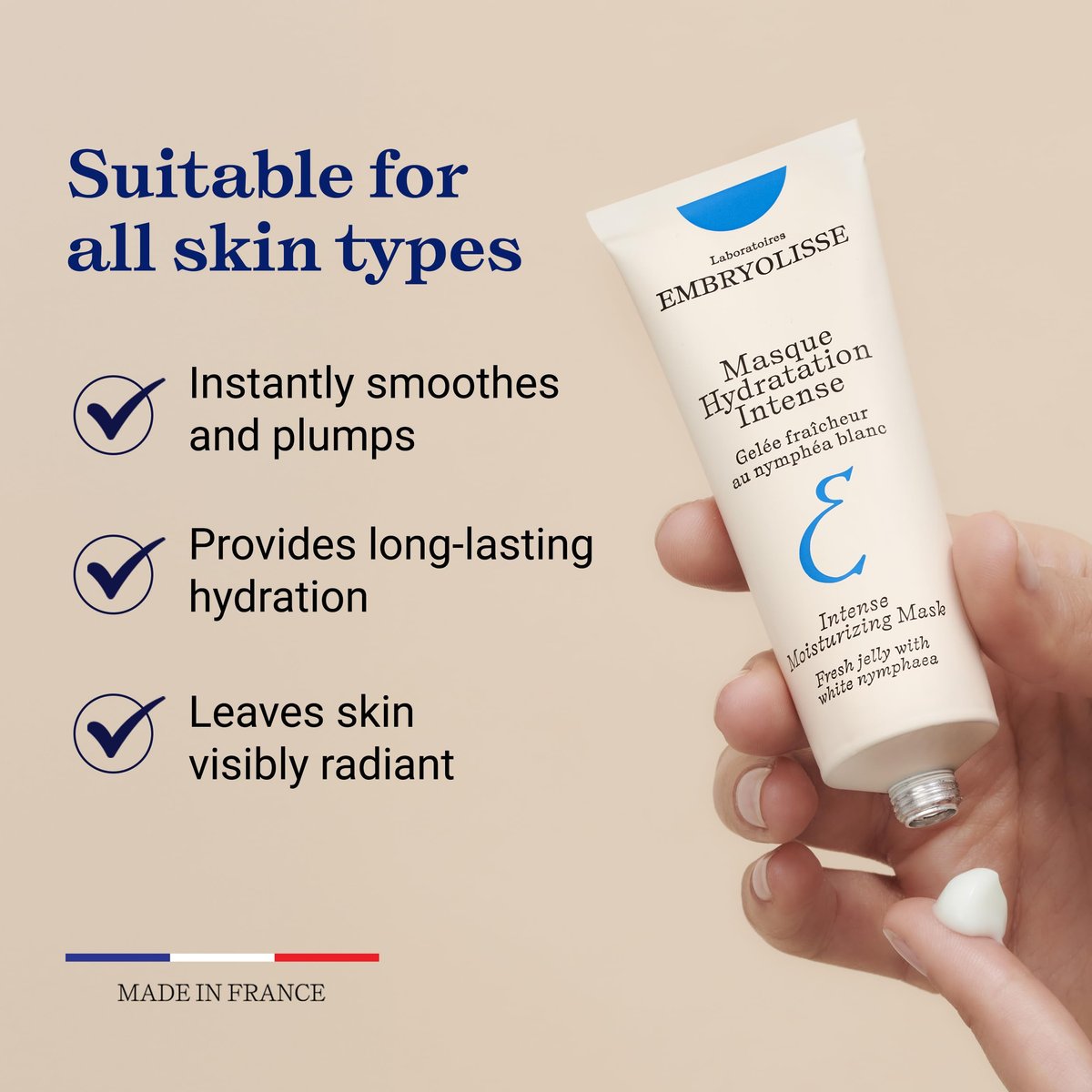 Embryolisse Intense Moisturizing Face Mask – Ultra-Hydrating Hyaluronic Acid Treatment for Plump, Soothed Skin (1.7 Fl Oz) Avelisse