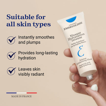 Embryolisse Intense Moisturizing Face Mask – Ultra-Hydrating Hyaluronic Acid Treatment for Plump, Soothed Skin (1.7 Fl Oz) Avelisse