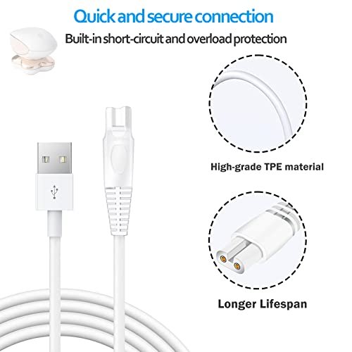 Charging Cable Replacement for Flawless Legs Shaver, 2 Pack Power Cord for Finishing Touch Flawless Legs Hair Remover, White - görsel 4