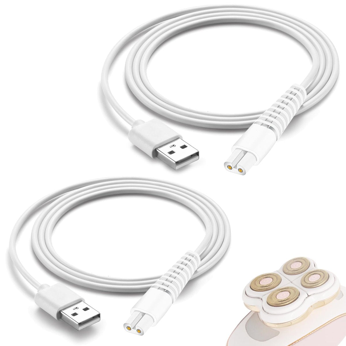 Charging Cable Replacement for Flawless Legs Shaver, 2 Pack Power Cord for Finishing Touch Flawless Legs Hair Remover, White - görsel 1