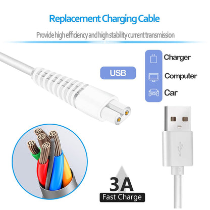 Charging Cable Replacement for Flawless Legs Shaver, 2 Pack Power Cord for Finishing Touch Flawless Legs Hair Remover, White