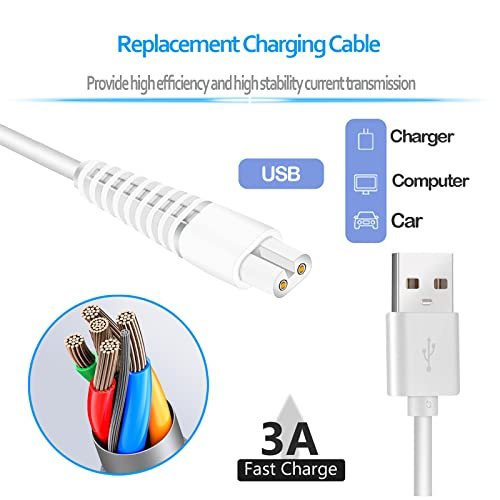 Charging Cable Replacement for Flawless Legs Shaver, 2 Pack Power Cord for Finishing Touch Flawless Legs Hair Remover, White - görsel 6