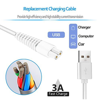 Charging Cable Replacement for Flawless Legs Shaver, 2 Pack Power Cord for Finishing Touch Flawless Legs Hair Remover, White