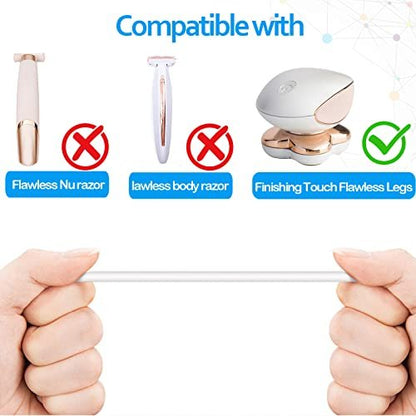Charging Cable Replacement for Flawless Legs Shaver, 2 Pack Power Cord for Finishing Touch Flawless Legs Hair Remover, White