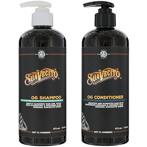 Suavecito OG Shampoo & Conditioner Set 16 oz Pump Bottle with Provitamin B5, Natural Oils for Fortifying and Restoring Damaged Hair, Sulfate-Free, Works on All Hair Types Avelisse