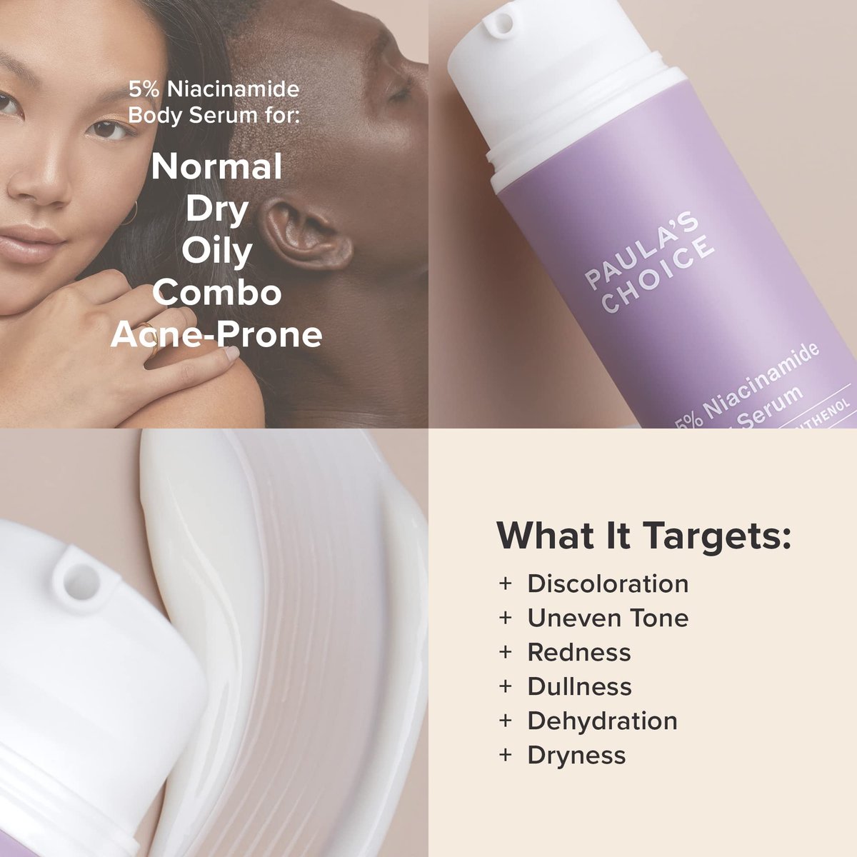 Paula's Choice 5% Niacinamide Body Treatment - Vitamin B3 & B5 Lotion for Discoloration, Redness, Wrinkles & Uneven Tone on Chest, Arms & Legs, Fragrance-Free, 4 Fl Oz Avelisse