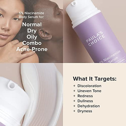 Paula's Choice 5% Niacinamide Body Treatment - Vitamin B3 & B5 Lotion for Discoloration, Redness, Wrinkles & Uneven Tone on Chest, Arms & Legs, Fragrance-Free, 4 Fl Oz Avelisse