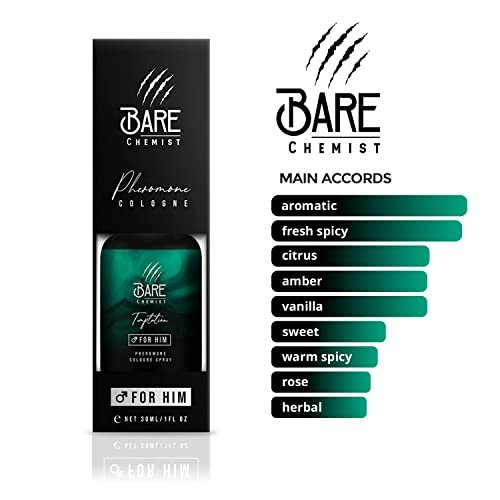 Bare Chemist Temptation Pheromone Cologne for Men – Extra Strong, Concentrated Formula to Attract Women (1 Fl Oz) Avelisse