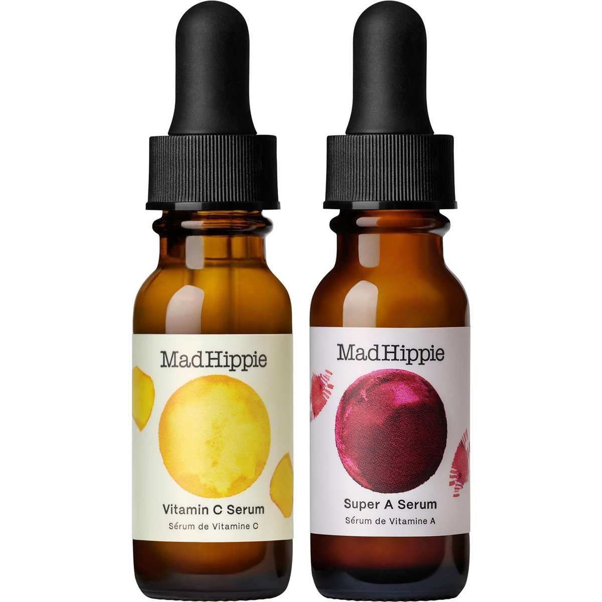 Mad Hippie Travel Face Serum Set – Vitamin C & Retinol Day & Night Duo, 0.5 oz Each, Brightening & Firming Avelisse