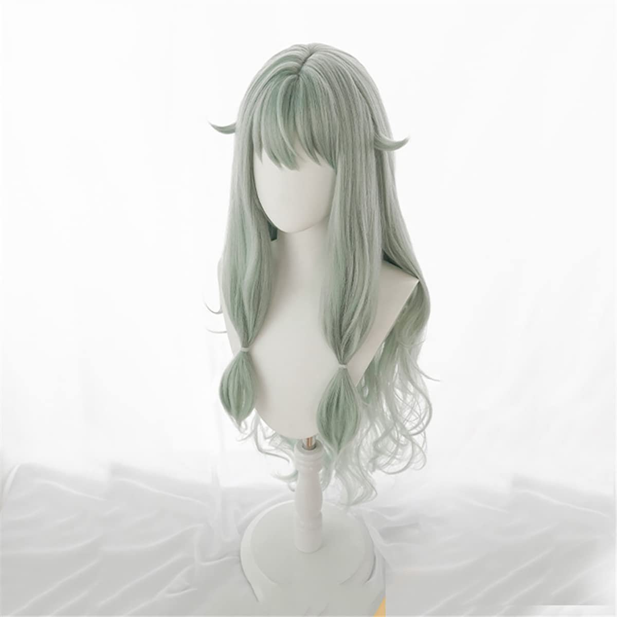 PWEINCY Green Wavy Adult Wig – Synthetic Wavy Hair with Bangs for Women, 20-23.6 Inch - görsel 5