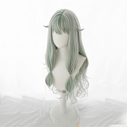 PWEINCY Green Wavy Adult Wig – Synthetic Wavy Hair with Bangs for Women, 20-23.6 Inch - görsel 6